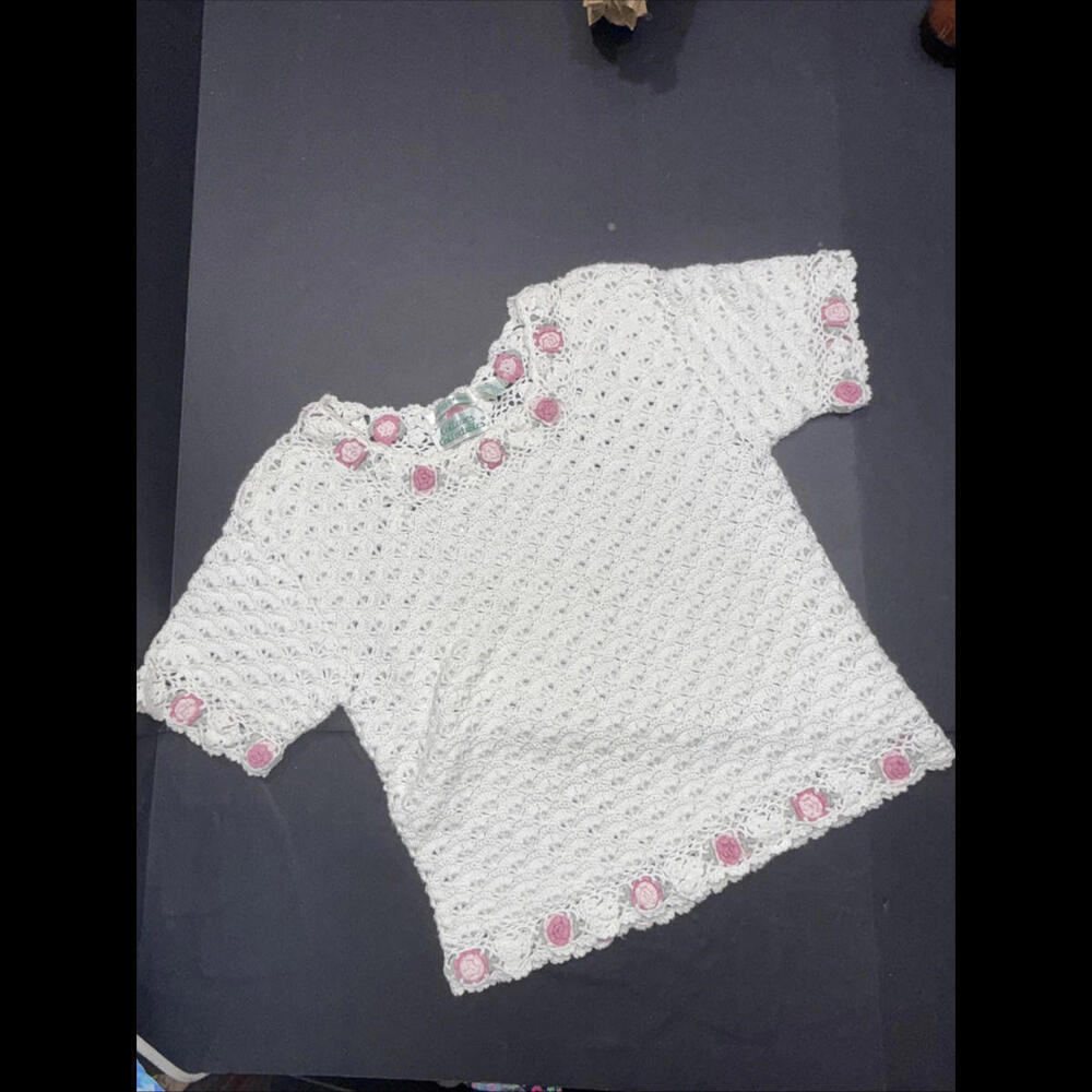 Coleen’s Collectibles Hand‎ Knitted Y2K Vintage Rose Floral Blouse Small